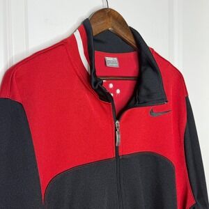 Vintage Nike Men's XL Red Black Full Zip Track Jacket Athletic Sportswear Y2K